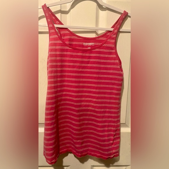 Pink and White Striped Old Navy Striped Tank Top - Picture 2 of 5